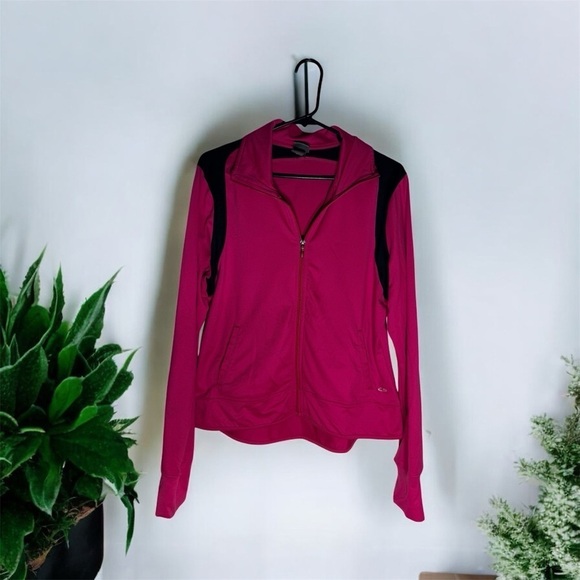 Champion Sweaters - Champion Pink Stretch Athletic Zip Jacket Women’s Size L